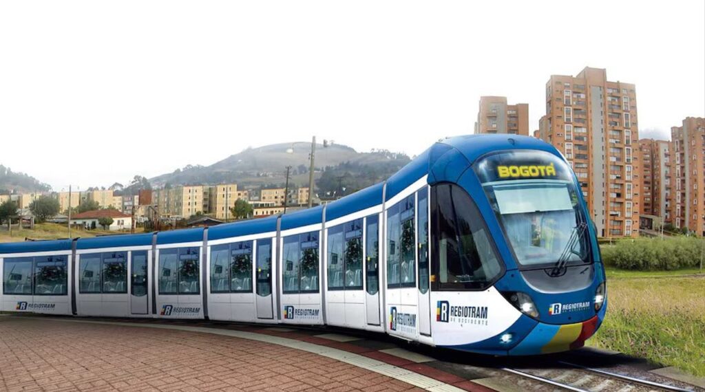 Artist's impression of the electric train planned to run from Bogotá to towns on the western plains.