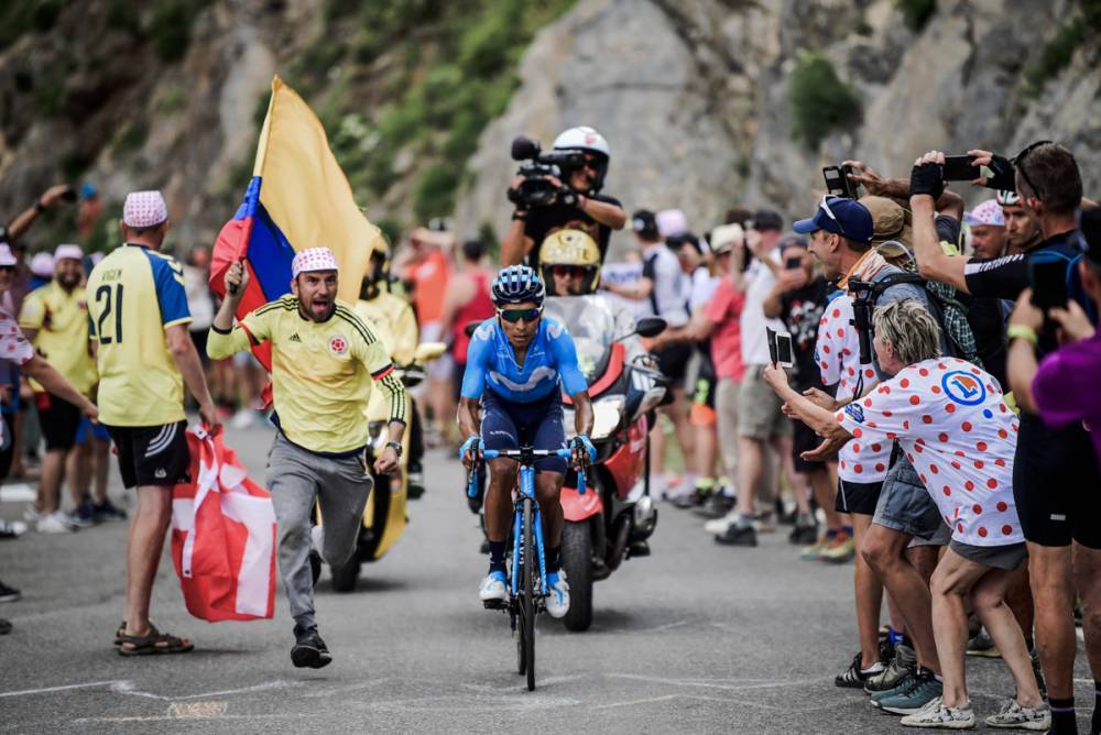 Nairo Quintana on his own on the Galibier.