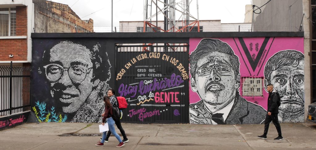 Remembering Jaime Garzón: DJ Lu mural close to his murder site on Cr 40, Bogotá. Photo: Steve Hide