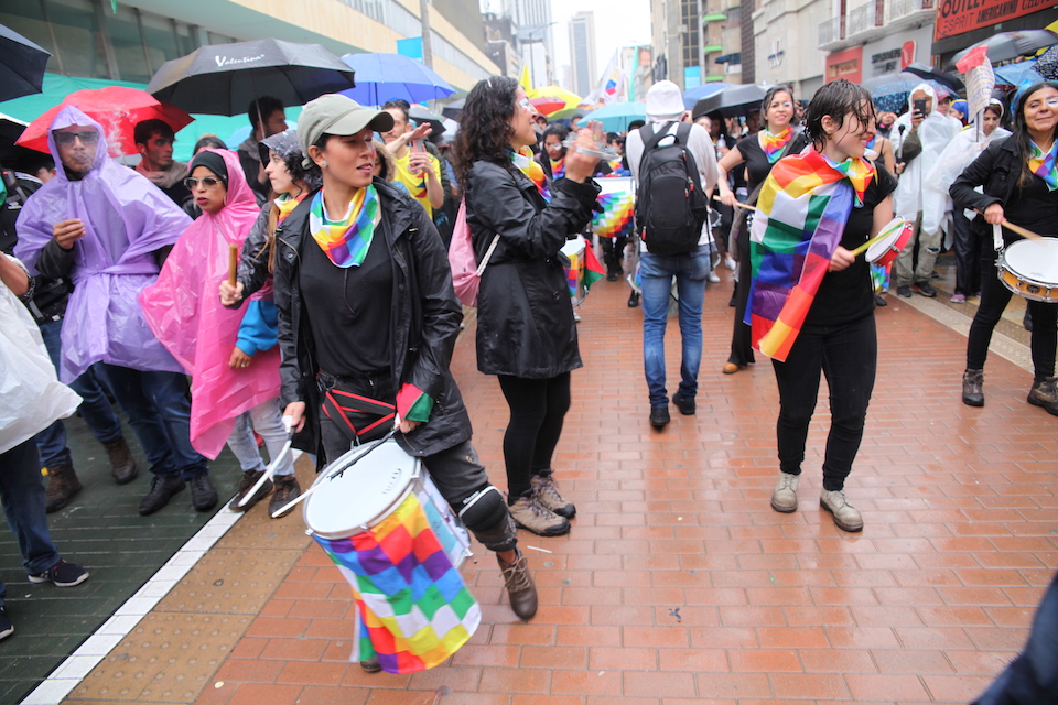 Bogotá protests: Protestors express themselves in creative ways. 