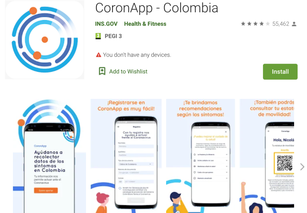 The CoronApp is available on all devices. 