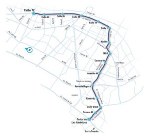 Map of the Bogotá Metro under construction