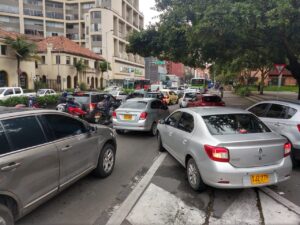 Traffic jam on Séptima to illustrate problems of transport in Bogotá