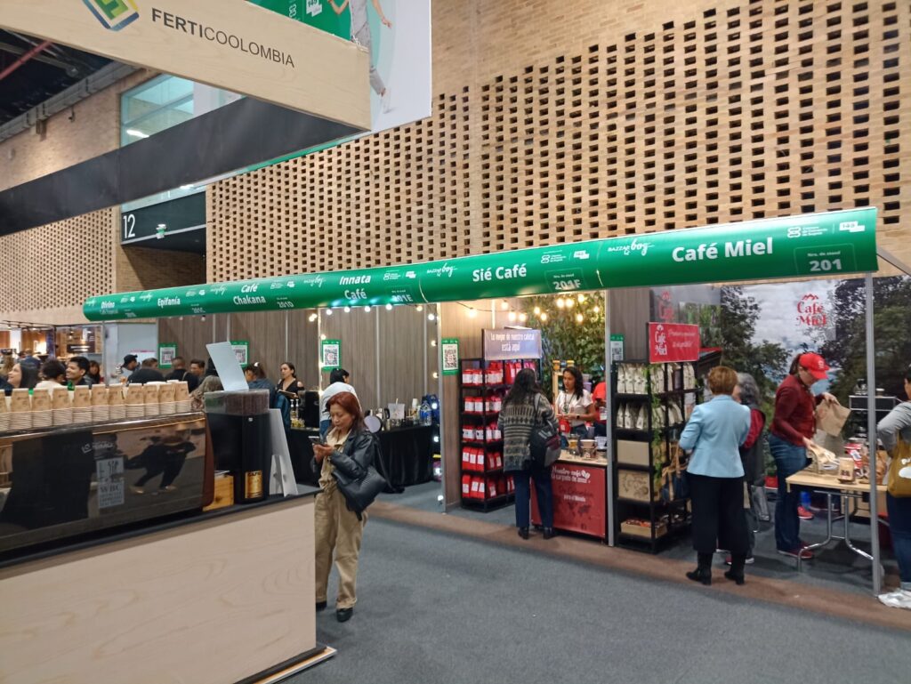 A row of small producers at Cafés de Colombia 2023 in Bogotá