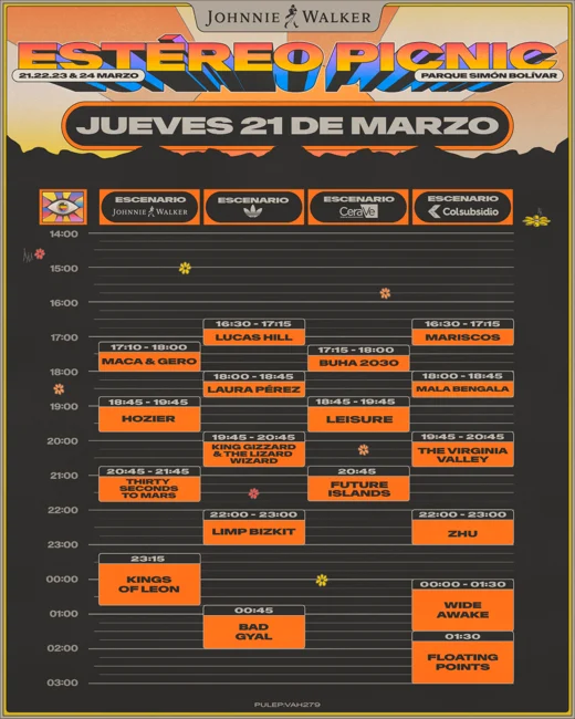 Thurs lineup for Festival Estéreo Picnic 2024
