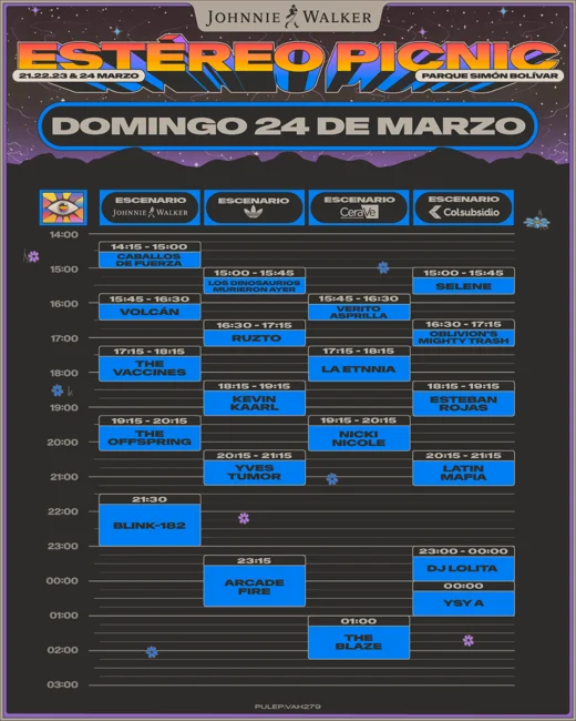 Sunday times for Festival Estéreo Picnic 2024