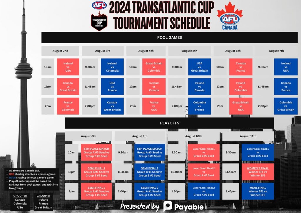 Transatlantic Cup schedule 2024