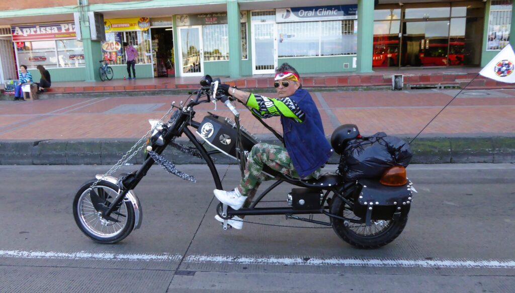 ‘Cycle-bikers’ are a feature of Bogotá’s Sunday ciclovia. Photo: Steve Hide
