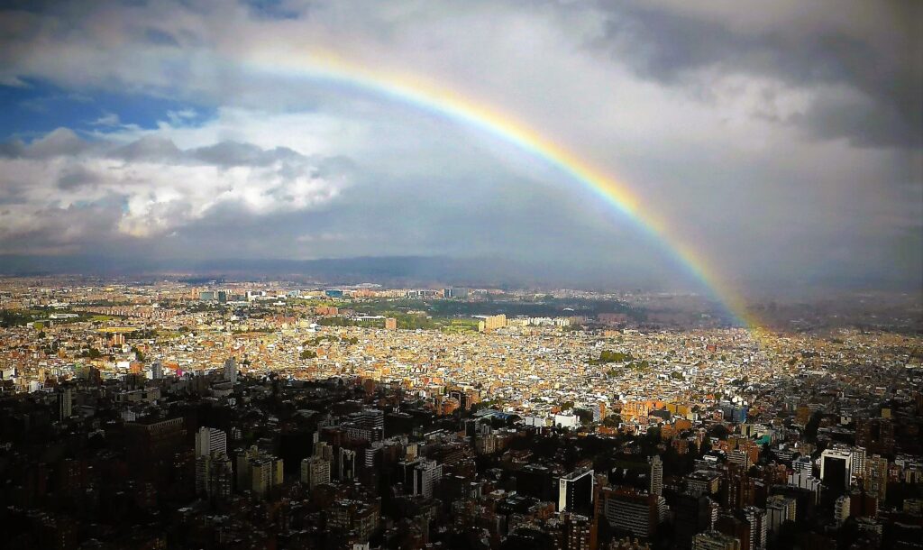 Bogotá on a rainy day. Incremental improvements in air quality have been rewarded. Photo: Steve Hide