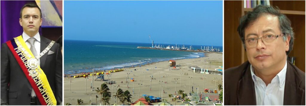 Relations between Noboa, left, and Petro, right, have hit rock bottom after a visit to Manta.