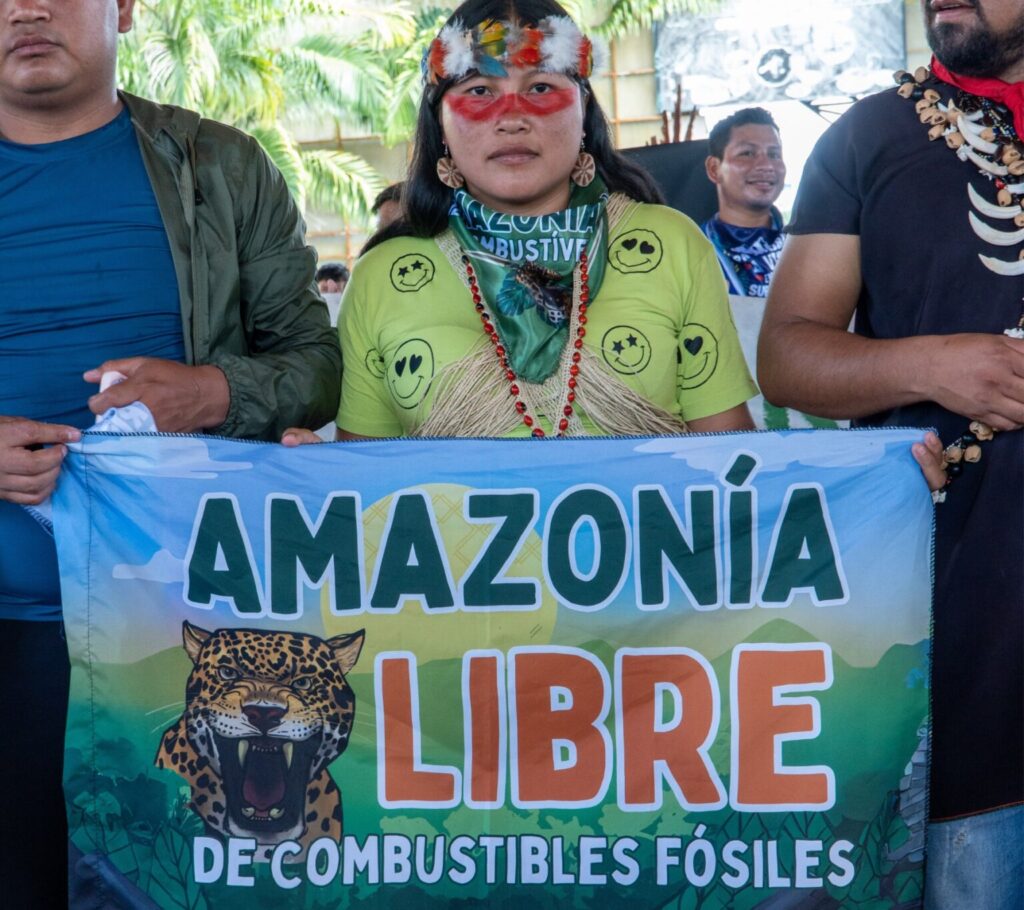 ndigenous campaigners against oil drilling in the Amazon. Photo: courtesy Amazon Watch.
